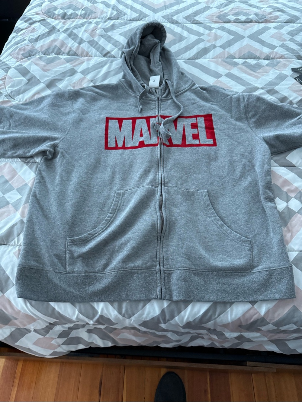 Marvel Gray Zip-Up Hoodie with Red Logo